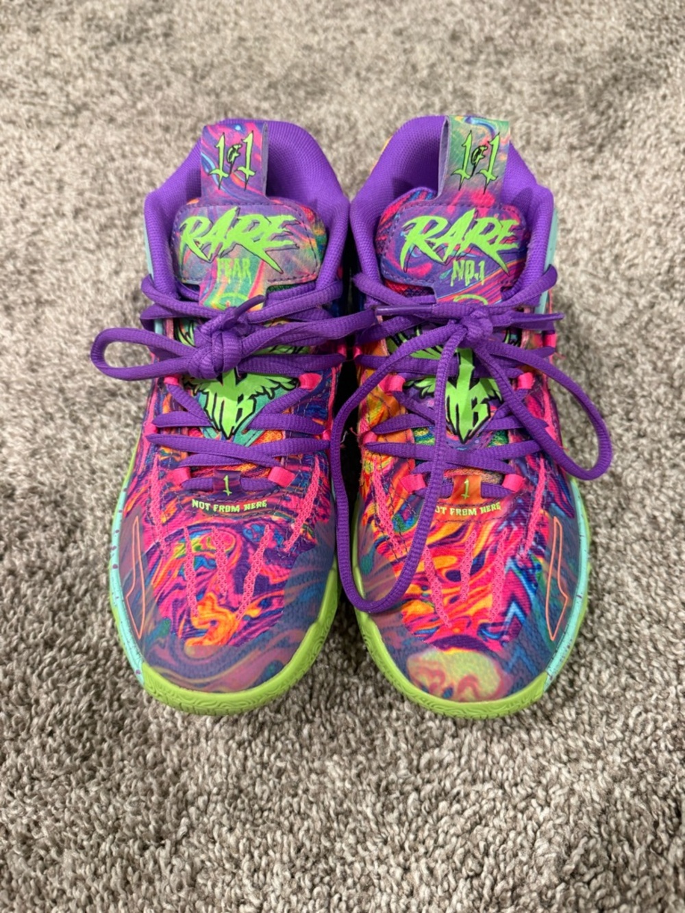Kids' Vibrant Purple & Neon Green Sneakers